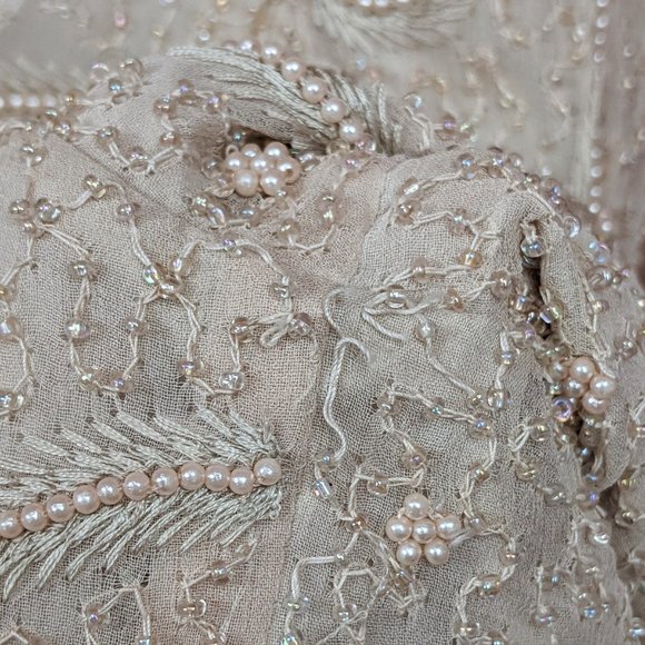 Vintage 90s Cream Beaded Two Piece Tank Top And Evening Jacket Set - Picture 15 of 15